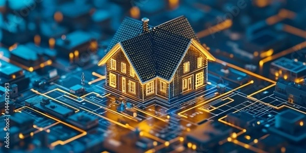 Fototapeta Artificial intelligence (AI) is transforming real estate.  AI tools can assess property values, analyze market trends, identify investment opportunities, and even help with property inspections.