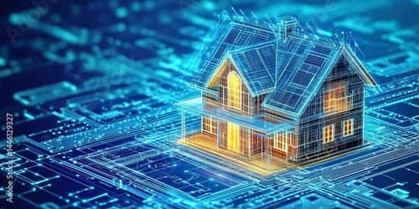 Fototapeta Artificial intelligence (AI) is transforming real estate.  AI tools can assess property values, analyze market trends, identify investment opportunities, and even help with property inspections.