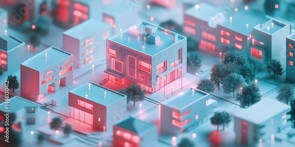 Fototapeta Artificial intelligence (AI) is transforming real estate.  AI tools can assess property values, analyze market trends, identify investment opportunities, and even help with property inspections.