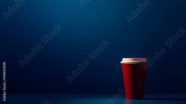 Obraz Dark blue spotlight background with grainy gradient texture