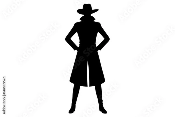 Fototapeta Silhouette of a confident person standing with hands on hips illustration, silhouette, person, standing, hands on hips, confident, vector, isolated, shape, figure, posture, pose, graphic, design, art
