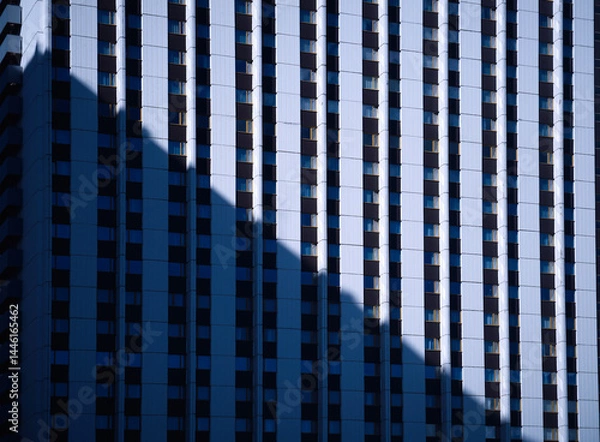 Fototapeta Diagonal light beam falling on multi-storey building