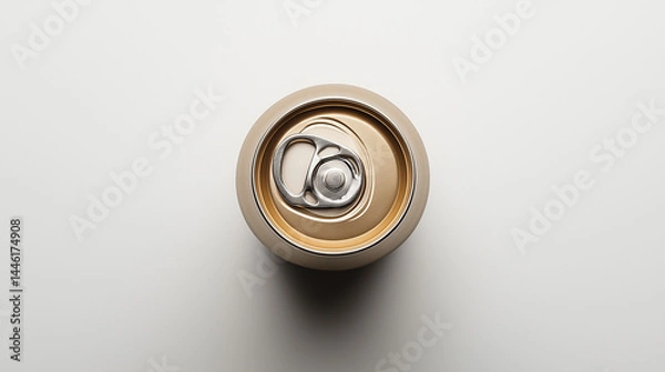 Obraz Top-down view of blank copper beer can on white background