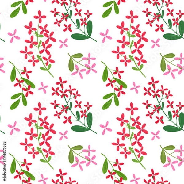 Fototapeta Seamless pattern with cute flowers.