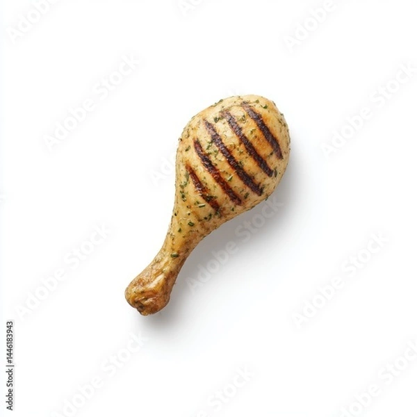 Fototapeta Grilled chicken drumstick isolated on white background