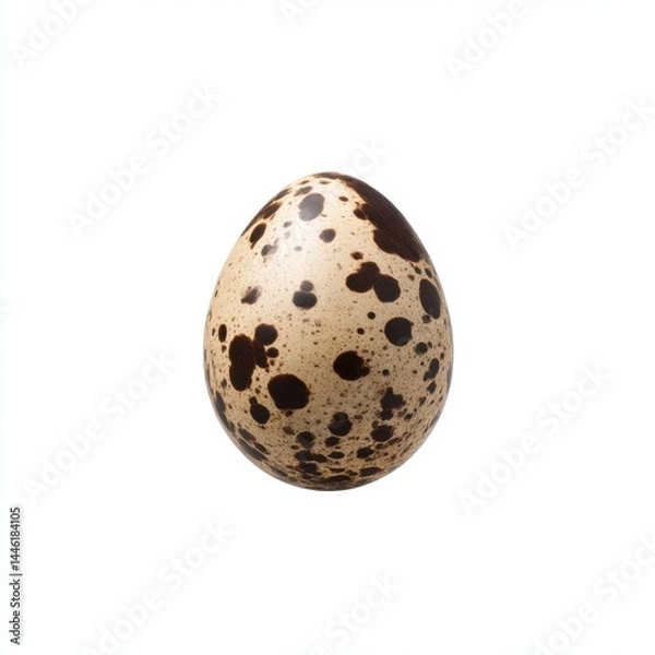 Fototapeta Speckled quail egg close up isolated on white background