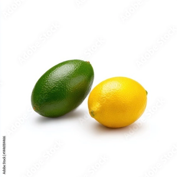 Fototapeta Lime and lemon still life isolated on white background
