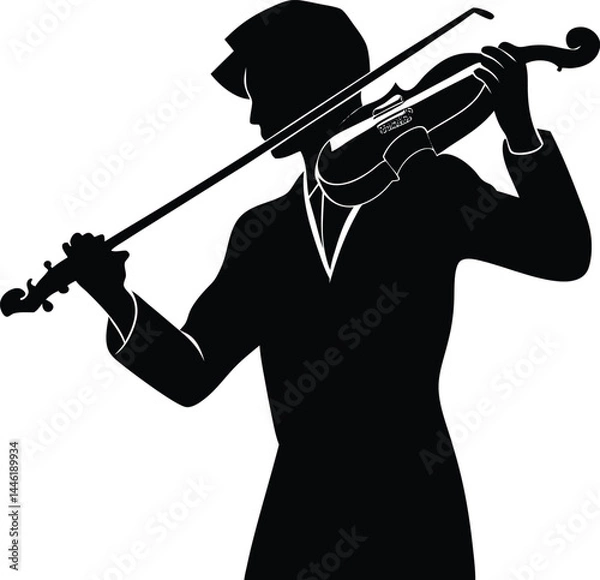 Fototapeta silhouette of a violinist playing violin 
