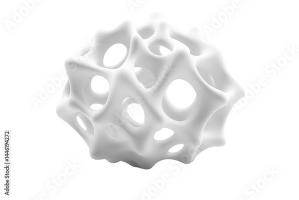 Fototapeta Abstract White 3D Metaball Shape on Transparent Background