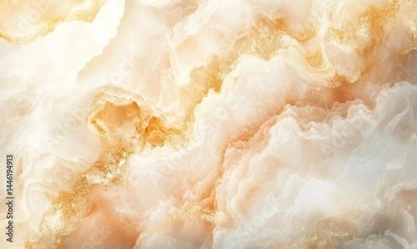 Fototapeta Fluffy cloud formation with golden hue and soft, ambient tones.