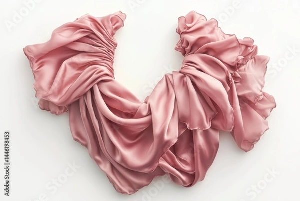 Fototapeta Elegant blush pink silk fabric draped artfully soft folds and delicate ruffles luxurious texture and
