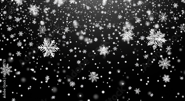 Obraz black background with falling snow particles, cinematic style