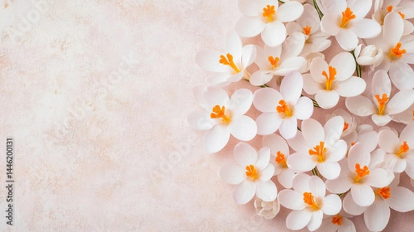 Fototapeta beautiful crocus flowers background with copy space and text space ai generated 