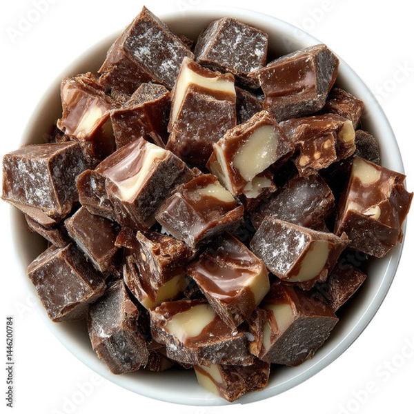Obraz Bowl Filled With Assorted Candy Bar Chunks on a Transparent Background PNG