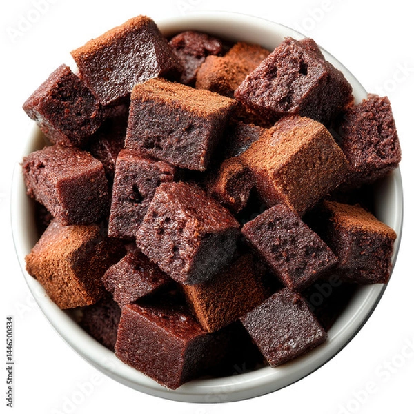 Obraz Brownie Chunks in a Bowl on a Transparent Background Ready for Dessert Lovers