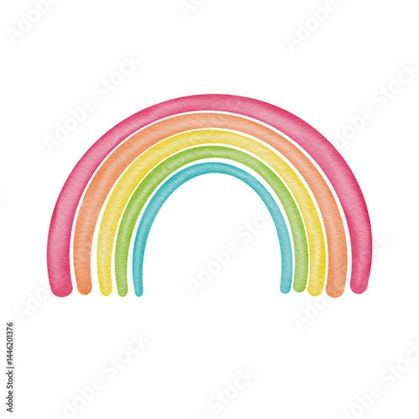 Fototapeta Minimal  pastel rainbow arc illustration in watercolor texture. Perfect for nursery decor, wall art, printables, kids room accessories.