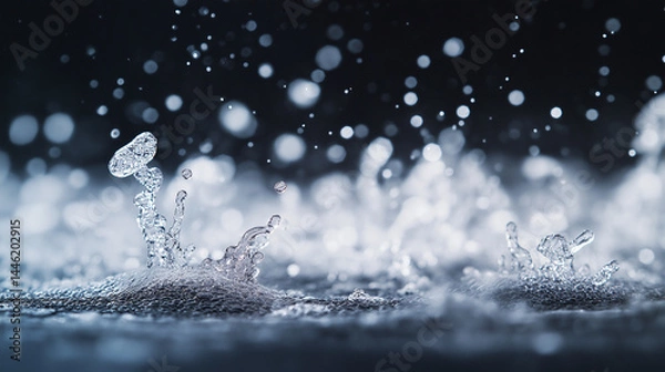Obraz black background with falling snow particles, cinematic style