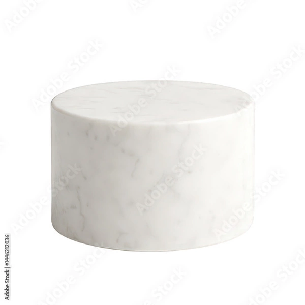 Obraz Experience the elegance of this clean white marble cylinder, perfect as a minimalist display pedestal or stand.