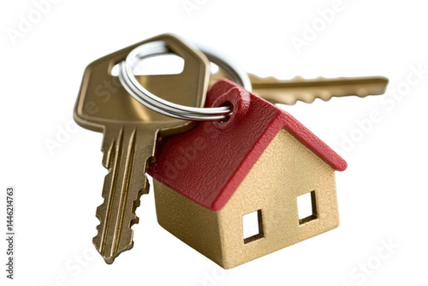 Fototapeta Home keys miniature house New home ownership real estate keys to success property purchase dream