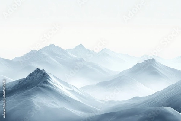Fototapeta Serene, misty mountain range in shades of blue, evoking a sense of calm and tranquility.