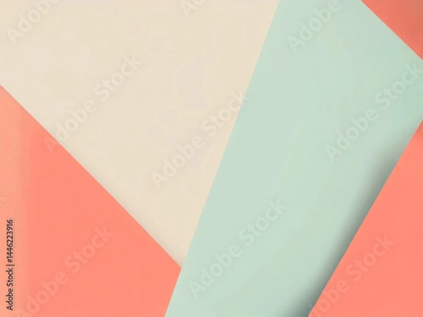 Fototapeta Modern Abstract Background with Pastel Geometric Shapes in Coral Pink, Mint Green, and Beige