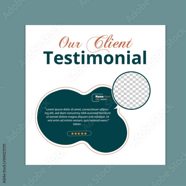 Obraz Modern client testimonial or creative customer feedback social media post design,  square web banner template layout design