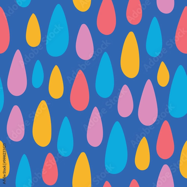Fototapeta Colorful Teardrop Seamless Pattern – Bright Raindrop Abstract Background