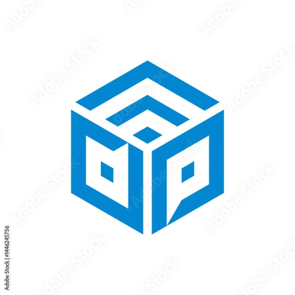 Obraz Unique Network Logo with Stylized Cube, P Monogram, and WiFi