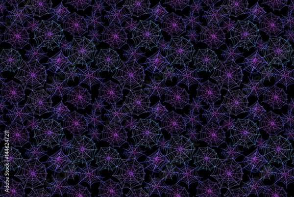 Fototapeta Seamless pattern of spider web on black background