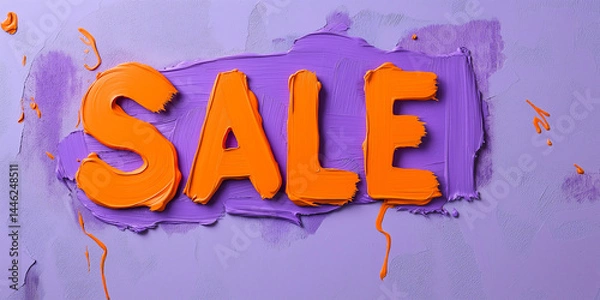 Obraz Sale sign with orange text on purple background  