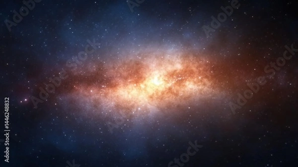 Fototapeta Vibrant cosmic scene, swirling galaxies and bright star clusters in deep space, ideal for sci-fi projects and wallpapers.