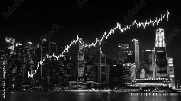 Fototapeta Cityscape Night Stock Market Growth