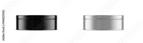 Fototapeta Metallic Round Tin Box Mockup 3D Rendering Isolated Background