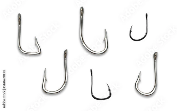 Obraz 3D illustration of a set of fishing Hooks