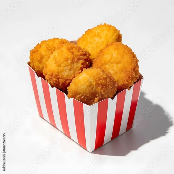 Obraz Box of Chicken nugget fried food isolate on white background.
