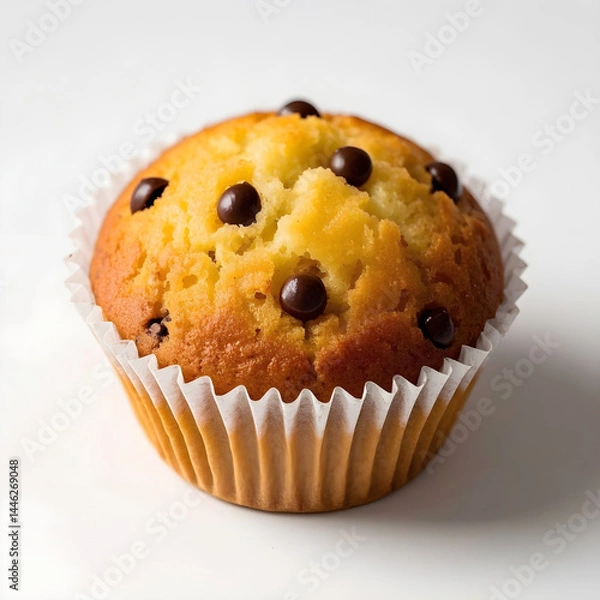 Obraz Chocolate Chip Muffin isolate on white background.