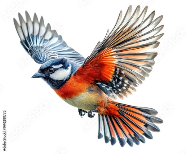 Fototapeta Colorful bird in flight nature scene dynamic wildlife isolated on transparent background