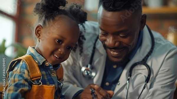 Fototapeta Doctor Checking A Child’S Heartbeat With A Stethoscope, Warm And Caring Expression, Pediatric Consultation, High-Resolution Details --Ar 16:9 --S 250 --V 6.0 --Style Raw** - @Darya (Relaxed)