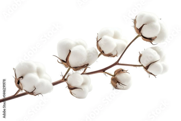 Fototapeta Soft cotton blossoms branch pure white fluffy texture against bright background Natural beauty