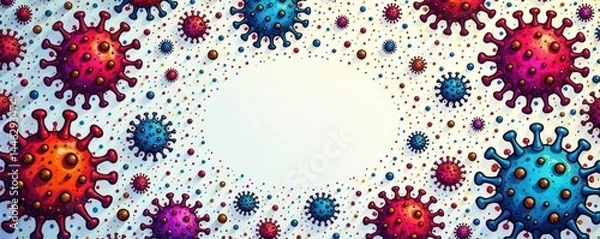 Fototapeta Intricate hand-drawn virus doodles, swirling patterns , abstract, wavy, microscopic