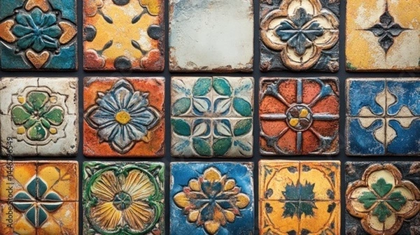 Obraz Colorful patterned ceramic tiles