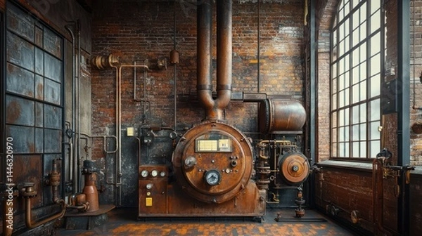 Obraz Industrial steampunk engine room