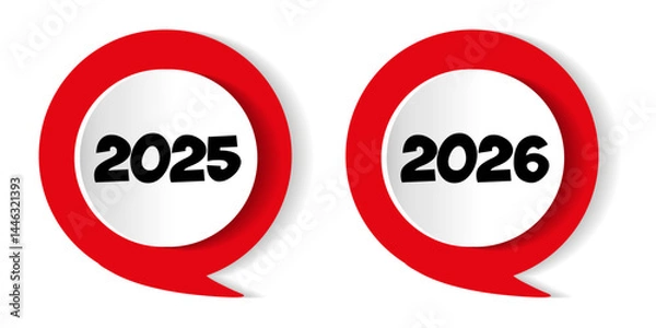 Fototapeta Upcoming years 2025 and 2026 represented in modern design emphasizing the transition toward future events and trends