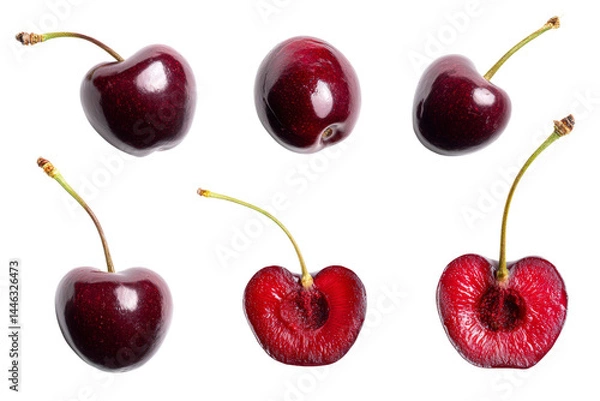 Obraz Top-down cherry displaying perfect stem symmetry