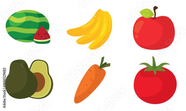 Obraz Tropical healthy icons. Vector