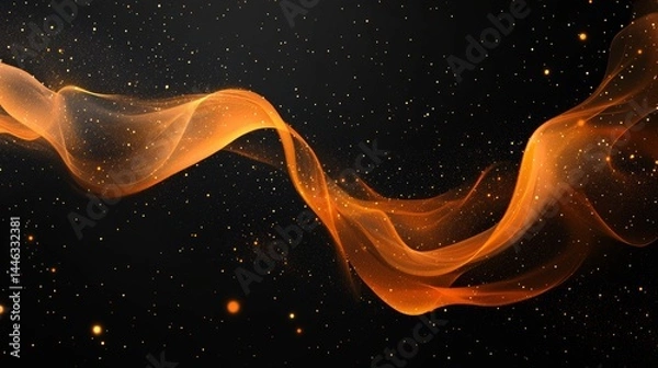 Fototapeta A dark background supports a mesmerizing display of cosmic foam, its glowing tendrils of energy suspended in mid-air, undulating in a shimmering wave, as depicted in the Ethereal Foam illustration