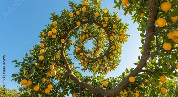 Fototapeta Spiral lemon tree pattern