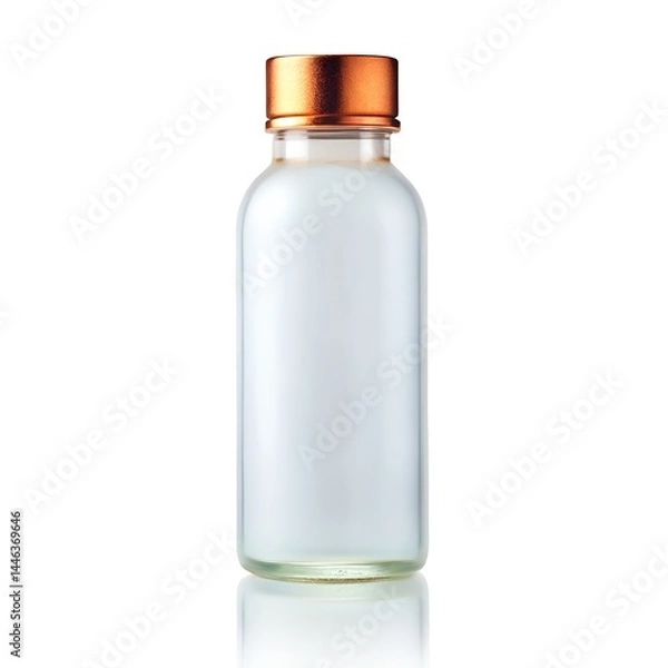 Obraz glass bottle frosted body rose gold cap on white background