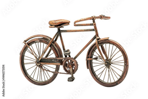 Fototapeta Antique copper bicycle model nostalgic vintage charm detailed craftsmanship studio shot on white