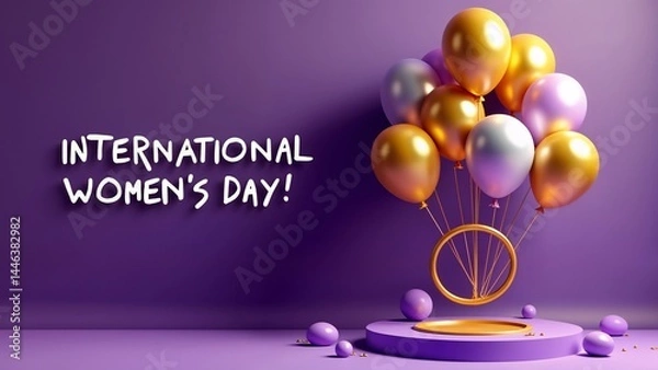 Fototapeta A purple background with a bunch of balloons floating in the air.